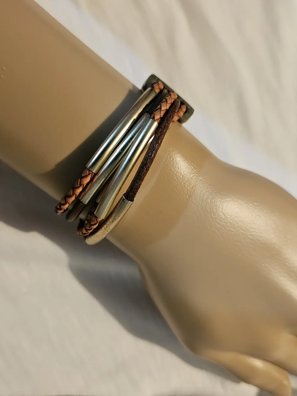 Braided Brown Leather Wrap Bracelet for Women